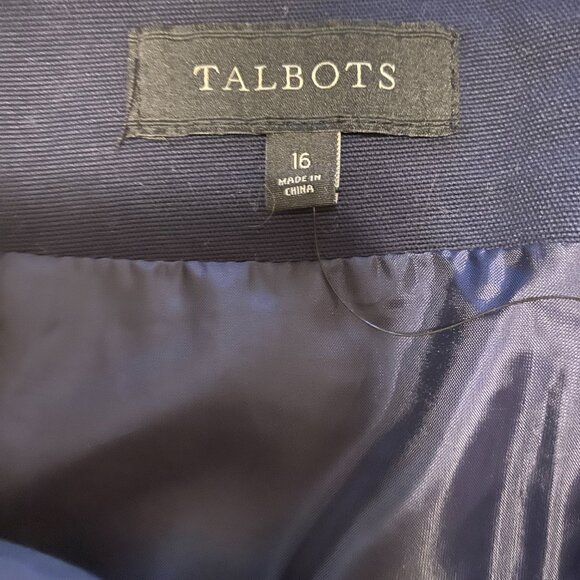 Talbots Cotton Navy Above Knee Length Pencil Skirt Sz 16 Preppy and Classic - Picture 2 of 4